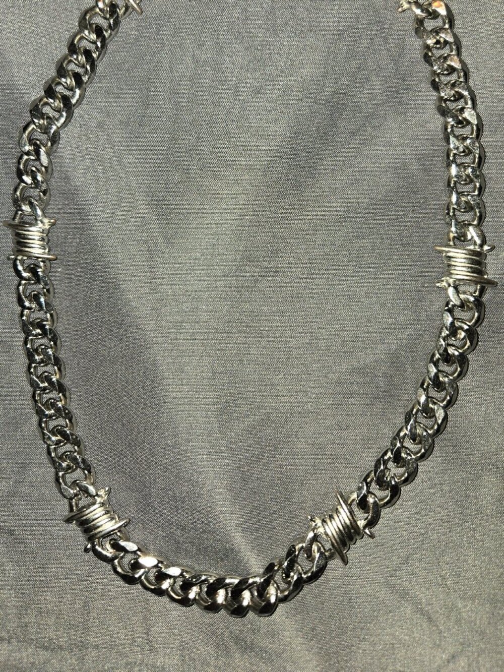 Barbed wire stainless steel necklace